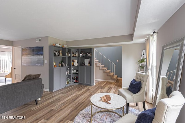 living room featuring light hardwood / wood-style flooring