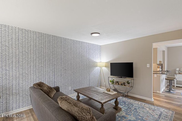 living room featuring light wood-type flooring