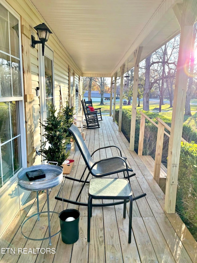 deck with a porch