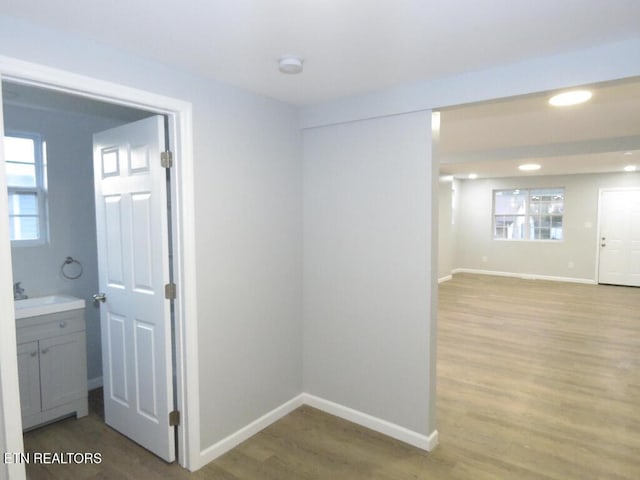 hall featuring light wood-type flooring