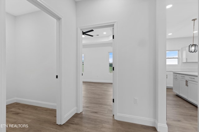 hall featuring light hardwood / wood-style flooring