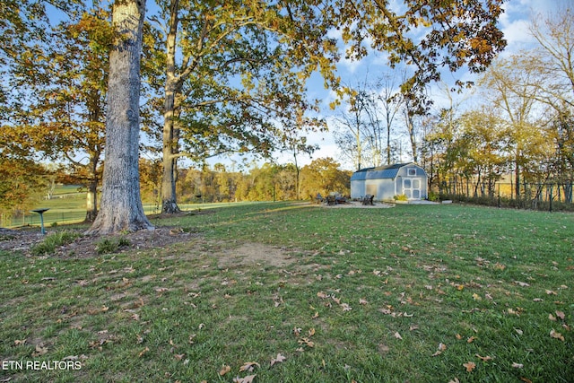 view of yard with a shed