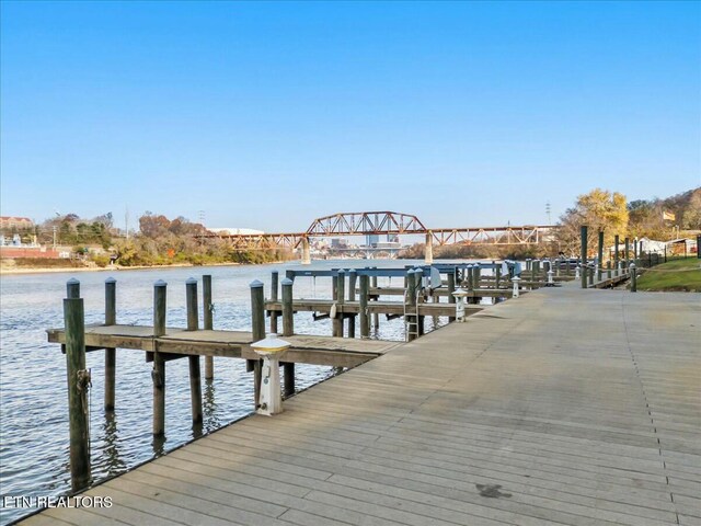 view of dock featuring a water view