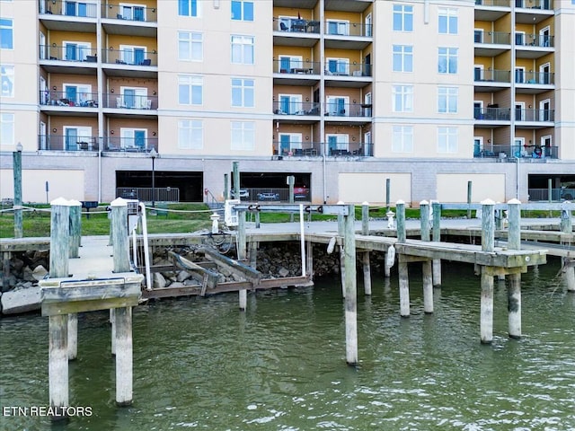 view of dock featuring a water view