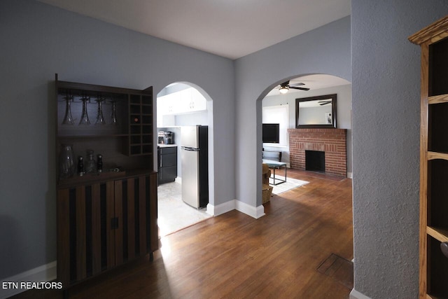 hall featuring hardwood / wood-style flooring