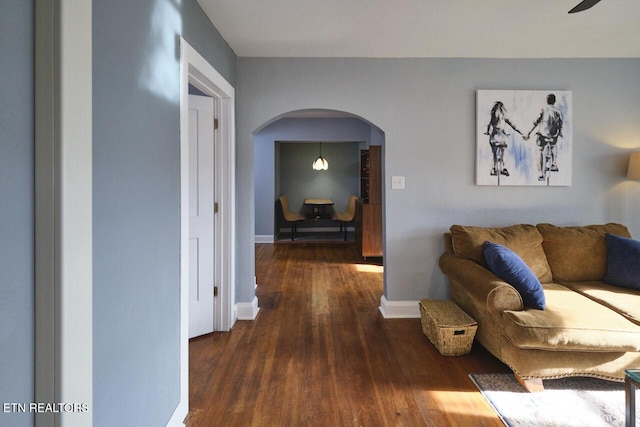 hallway featuring dark hardwood / wood-style floors