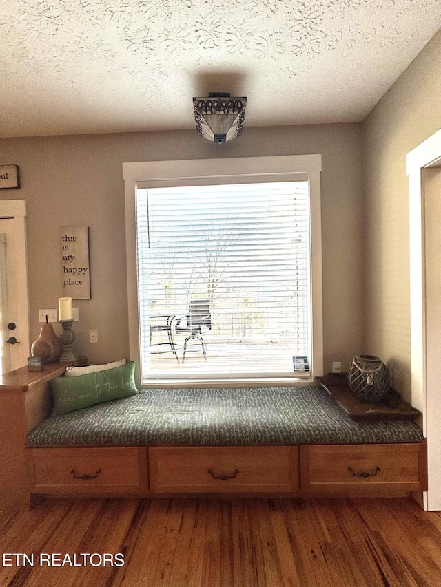 unfurnished room featuring a healthy amount of sunlight, dark wood-type flooring, and a textured ceiling