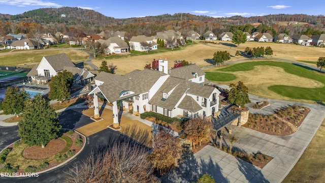 aerial view with a mountain view