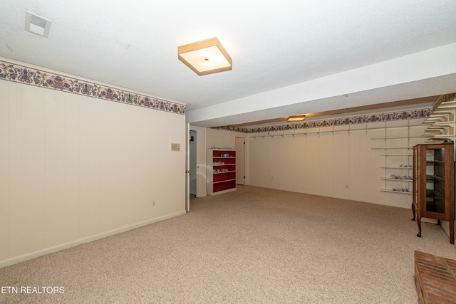 basement with carpet