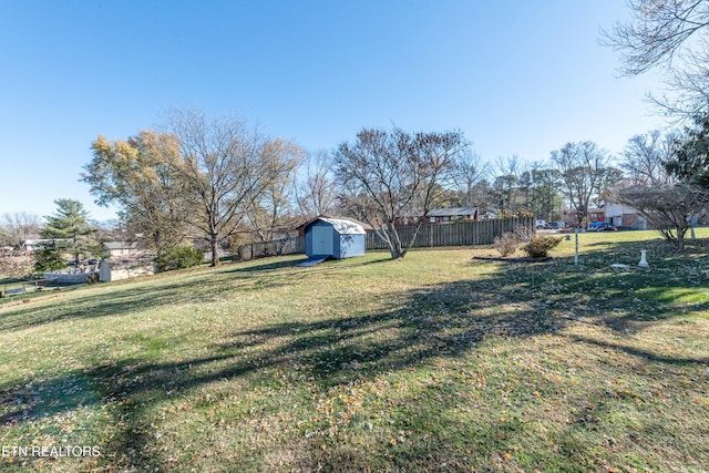 view of yard with a shed