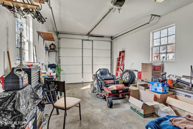 garage with a garage door opener