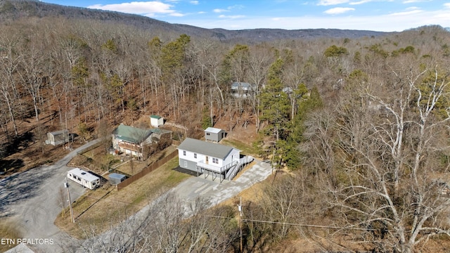 bird's eye view with a mountain view