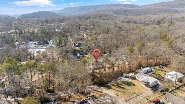 bird's eye view featuring a mountain view