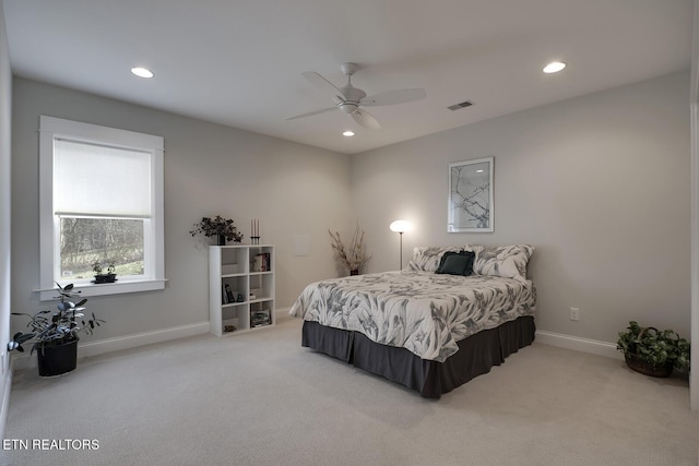 bedroom with carpet and ceiling fan