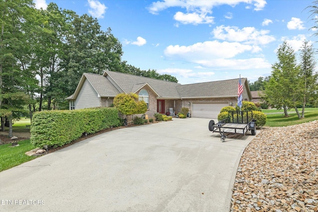 single story home with a garage