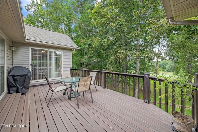 deck featuring area for grilling