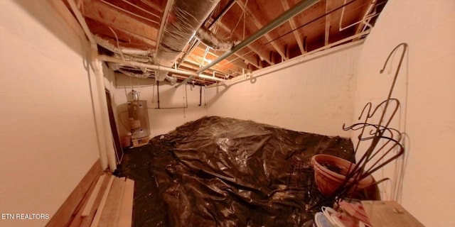 basement featuring water heater