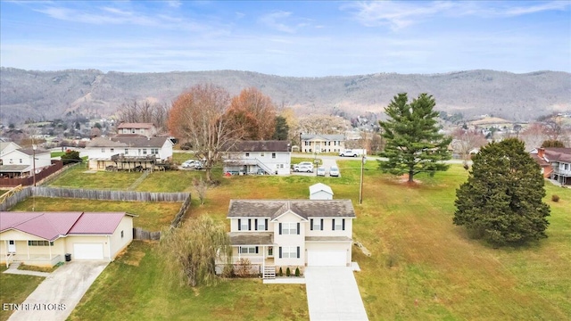 drone / aerial view with a mountain view