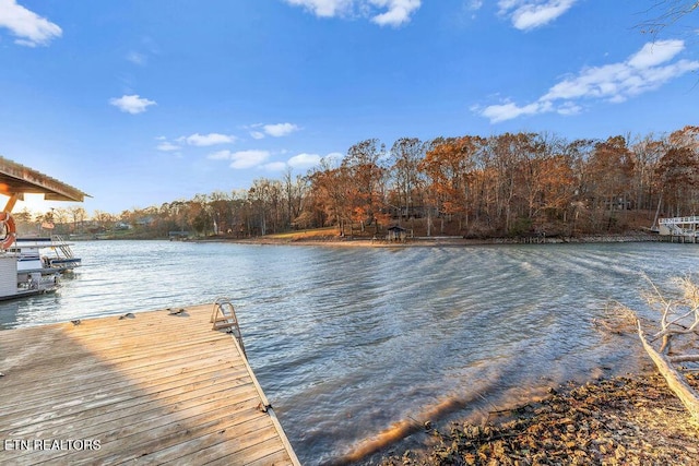 view of dock featuring a water view