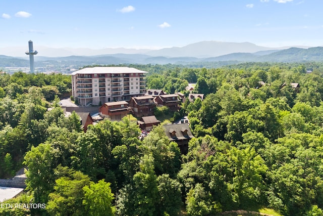 drone / aerial view with a mountain view