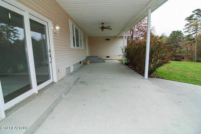 view of patio / terrace featuring ceiling fan