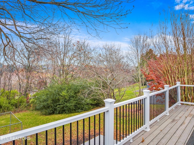 deck featuring a yard