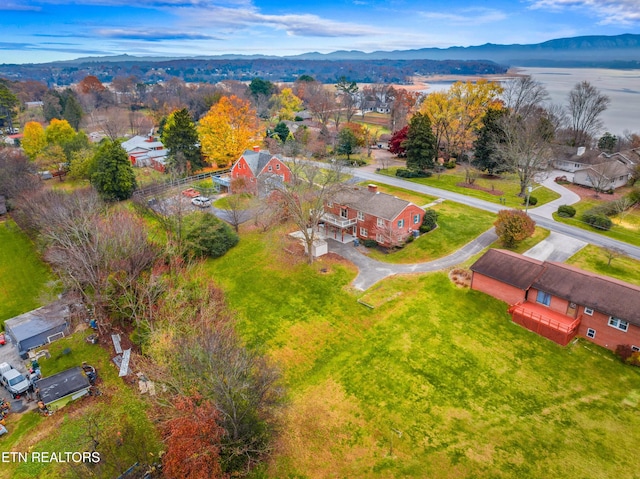 bird's eye view with a mountain view