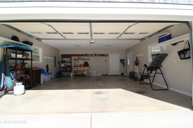 garage with baseboards