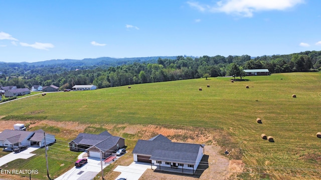 aerial view featuring a rural view