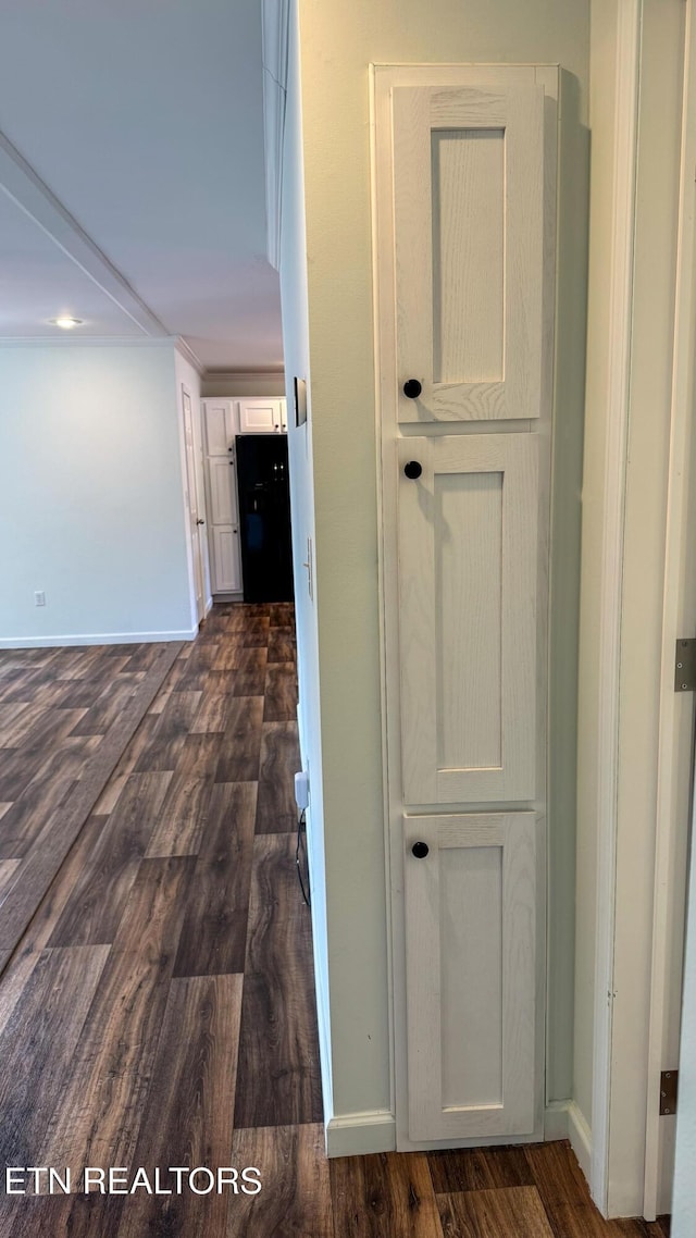 corridor with dark hardwood / wood-style floors