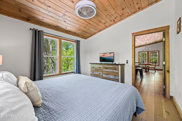 3719 Clabo Mountain Ln, Sevierville, TN 37862 - bedroom featuring wood ceiling, lofted ceiling, multiple windows, and wood-type flooring