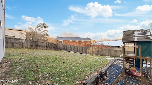 view of yard with a playground