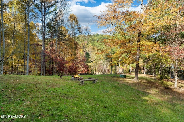 view of property's community with a lawn