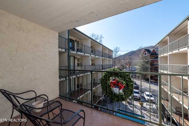 balcony with a mountain view