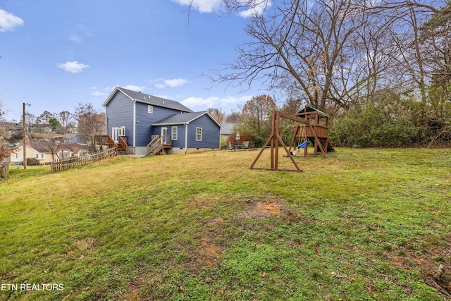 view of yard featuring a playground