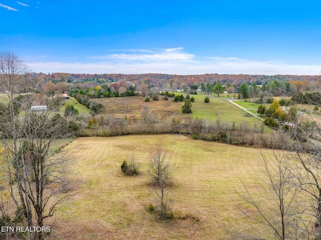 birds eye view of property with a rural view