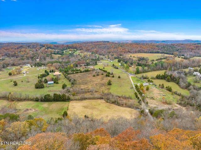 bird's eye view with a rural view