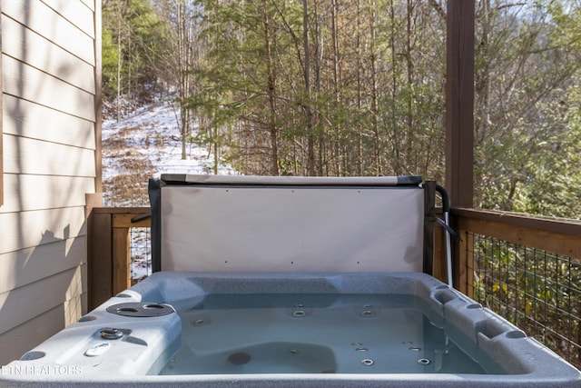 exterior details with a jacuzzi