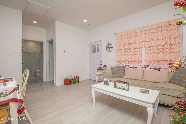 living room featuring light wood-type flooring