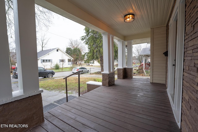 deck featuring covered porch