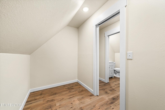 additional living space featuring hardwood / wood-style flooring and lofted ceiling