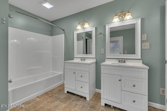 bathroom with vanity and shower / bathtub combination