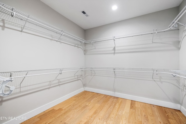 spacious closet with hardwood / wood-style flooring