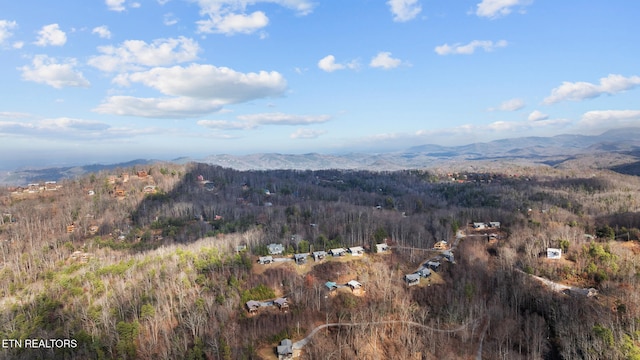 1132 E Foothills Dr, Gatlinburg, TN 37738 - aerial view of property and surrounding area featuring mountains and a heavily wooded area