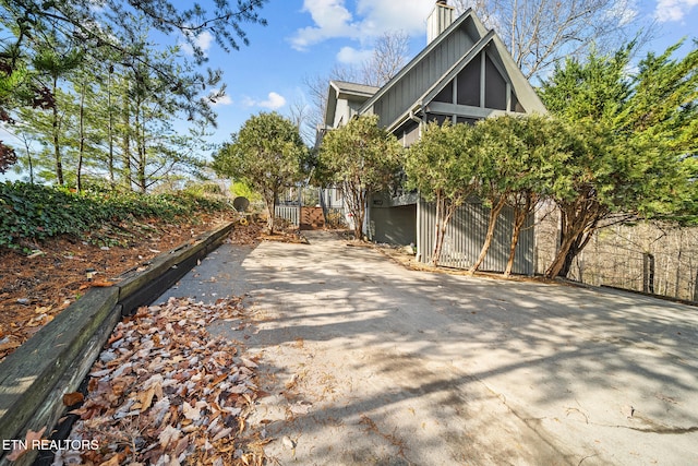 view of home's exterior with a garage