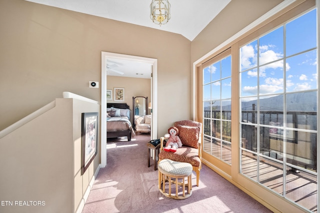 1132 E Foothills Dr, Gatlinburg, TN 37738 - living area featuring carpet floors and an upstairs landing