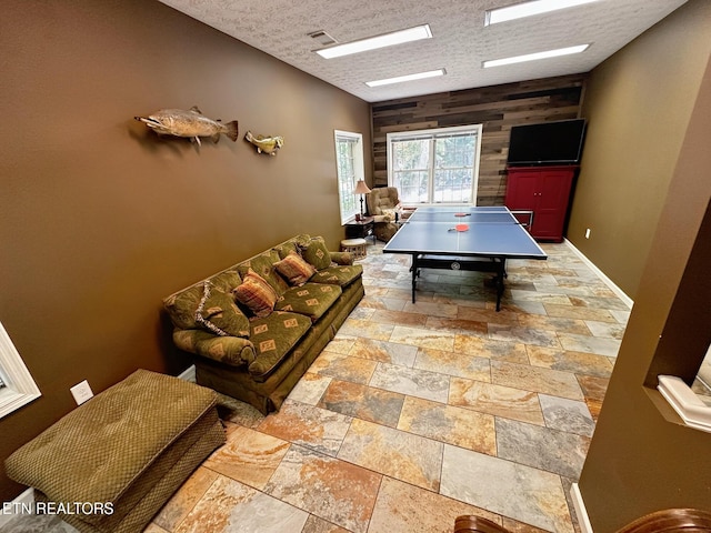 1132 E Foothills Dr, Gatlinburg, TN 37738 - playroom with stone tile flooring, a textured ceiling, and baseboards