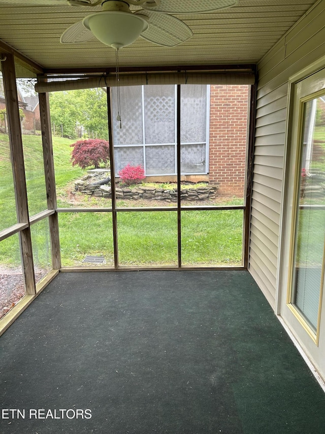 view of unfurnished sunroom