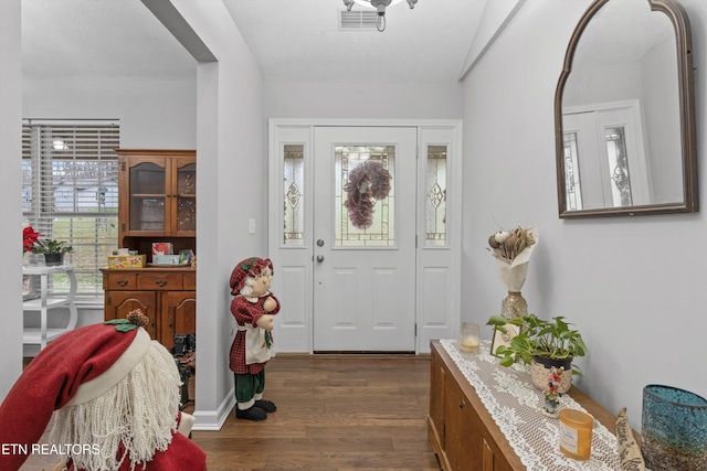 entryway with dark wood-type flooring