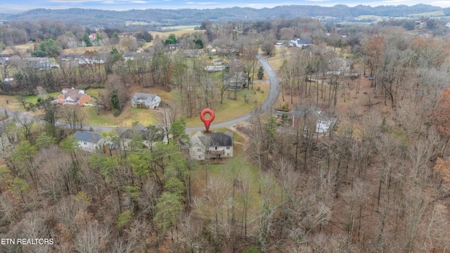 aerial view with a mountain view